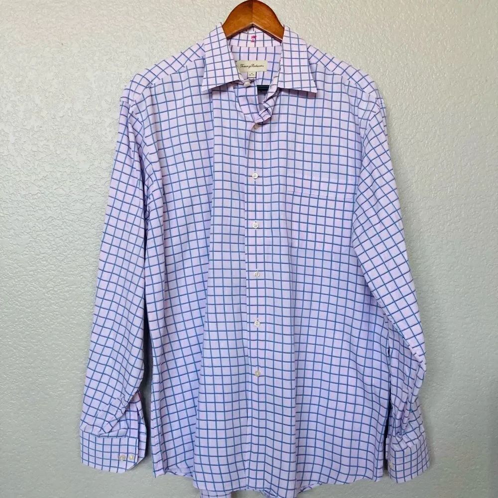 Men’s Tommy Bahama Oxford Pink Plaid Button Down Dress Shirt
